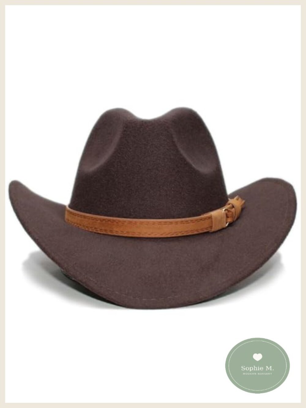 Kids Cowboy Hat with Leather Hatband - Wide Brim Western Sun Hat